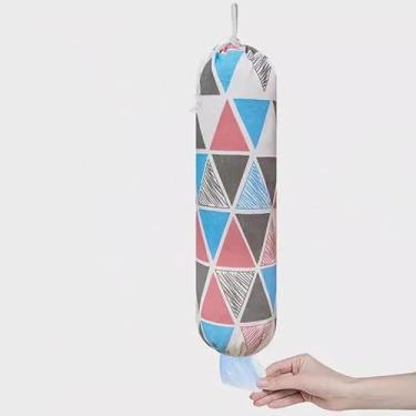 Imagem de Suporte de saco de plástico, dispensador de saco de lixo, armazenamento de compras reutilizável, organizador de saco plástico de parede com ajuste de cordão para acampamento de cozinha doméstica, 1