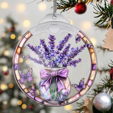 Imagem de Enfeites de Natal, flores de cristal, enfeites de árvore de Natal feitos à mão, decoração de carro e casa - presentes de Natal, decoração de artesanato em acrílico, ideias de troca de presentes para