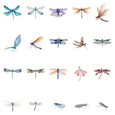 Imagem de 40 pçs adesivos de libélula para garrafa de água - autoadesivo impermeável colorido transparente PET decalque para decoração de cartões de adultos faça você mesmo scrapbook capa de telefone laptop