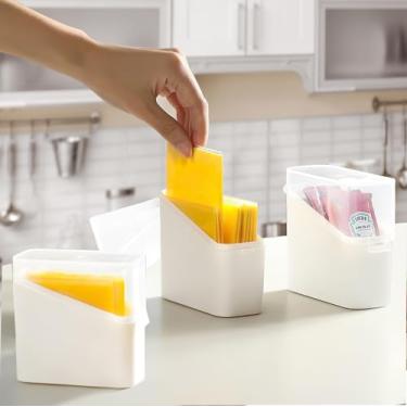 Imagem de Caixa de armazenamento de plástico branco com tampa para pacotes de alimentos, saquinhos de chá, condimentos, bancada de mesa para cozinha, escritório, 3 peças