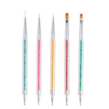 Imagem de Conjunto de 5 pincéis para arte de unhas, gel para limpeza de unhas, ferramentas de design de arte de unhas, delineador, lápis, pincel pontilhado, etc., para manicure e design