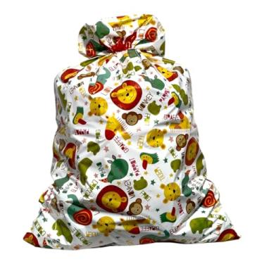 Imagem de Pensou Comprou Kit 10 Unidades Sacos De Presente Estampa Savana 70x50cm com Lacinho Plástico Festas Brindes Lembrancinhas Presentes Aniversário Eventos