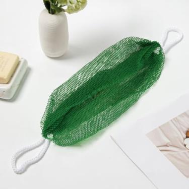 Imagem de Esponja de rede africana, rede esfoliante africana com nós, esfoliante corporal de chuveiro, esponja de rede de banho de nylon para uso diário no chuveiro (verde militar)