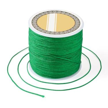 Imagem de 109 jardas 0,8 mm cordão de contas de nylon chinês cordão trançado de macramê de rabinho trançado para pulseiras da amizade, joias, artesanato, suprimentos verdes