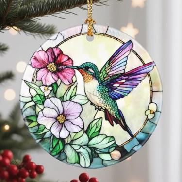 Imagem de Enfeite de Natal de beija-flor, enfeite de árvore de Natal e decoração de férias, presente perfeito para os amantes de beija-flor e mãe, ideias de presentes