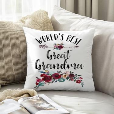 Imagem de World's Best Grandma Capas de almofada 45,7 x 45,7 cm, presentes de aniversário para avó, capas de travesseiro para casa, quarto, sala de estar