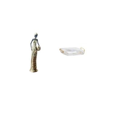 Imagem de Fenteer Bandeja de Armazenamento de Joias com Escultura Tribal Vintage, Organizador Nórdico para Penteadeira, Armário de Mesa, Quarto, Sala de Jantar E Escrit