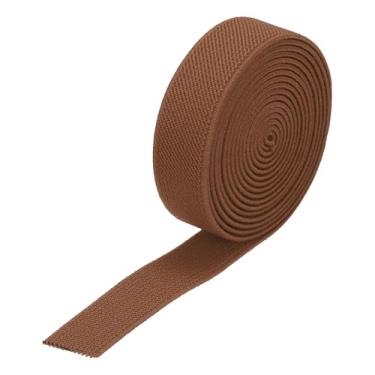 Imagem de Generic Banda elástica larga de sarja dupla face 2 cm plana 2 jardas carretel elástico de malha elástica pesada marrom dourado para costura, cintura