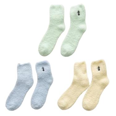 Imagem de 3 peças de meias de microfibra ultra felpudas, calçados confortáveis de inverno aconchegantes