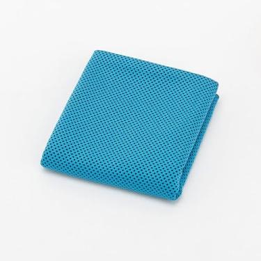 Imagem de 1 pacote de toalha refrescante, toalha de gelo de 101,6 x 30,5 cm, microfibra, macia, respirável, frio, para esportes, academia, ioga, treino, acampamento, corrida (azul)