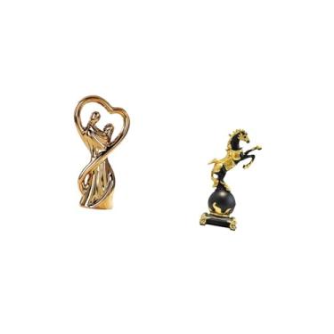 Imagem de Fenteer Amantes Românticos E Estatuetas de Cavalo, Coleção de Estátuas Modernas, Escultura de Lembrança para Enfeite de Centro de Mesa de Quarto de