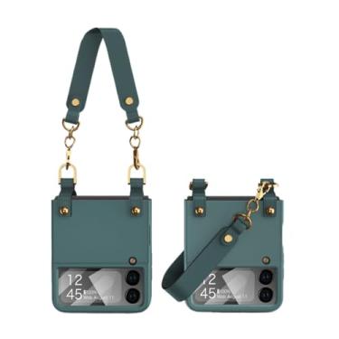 Imagem de Capa de telefone com pulseira para Samsung Galaxy Z Flip 4 5G Flip4 Flip3 Flip 5 3 Zflip4 Zflip3 flip5 Funda Coque Covers, verde, para Samsung z flip 3