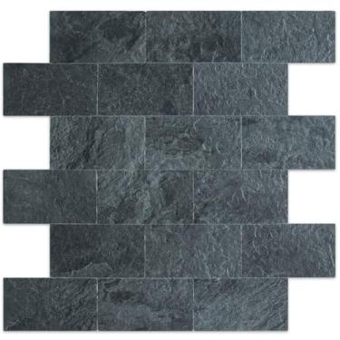 Imagem de DICOFUN 30,5 x 30,5 cm de espessura, azulejos de parede Backsplash de PVC, azulejo autoadesivo de metrô para cozinha e banheiro (10, ardósia preta)