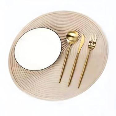 Imagem de Kit 6 Peças Sousplat Redondo Mesa Posta Jantar Chique Jogo Americano Descanso Prato