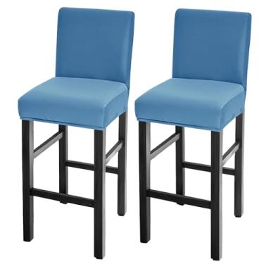 Imagem de GOSTADY Conjunto de 2 capas de banco de bar, à prova d'água, capas de banco de bar, com altura elástica, para cadeira alta de pub com encosto, capas de cadeira de bar para cozinha, sala de jantar