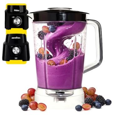 Imagem de Copo de Liquidificador Compatível Philco PH900/PH1200/PLQ1212/PLQ1412/PLQ1350 Inox Turbo e Britânia B1000/Turbo/Diamante 1200 – Acrílico Resistente 1,5L