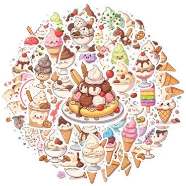 Imagem de 70 peças de sorvete, sobremesa, doces, doces, adesivos, adesivos de papelaria, brinquedos adoráveis para laptop, bagagem, álbum de recortes, diário, adesivo, faça você mesmo, telefone, laptop