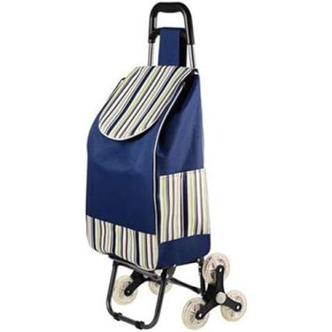 Imagem de Carrinho De Compras Dobrável Subindo Escada Carrinho De Transporte Com Tri-wheels Escalador De Escada De Carrinho De Compras Silencioso, Navy