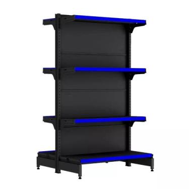 Imagem de Gondola Centro 137 FIT Inicial Preto 8 Bandeja Pe Azul - AMAPÁ