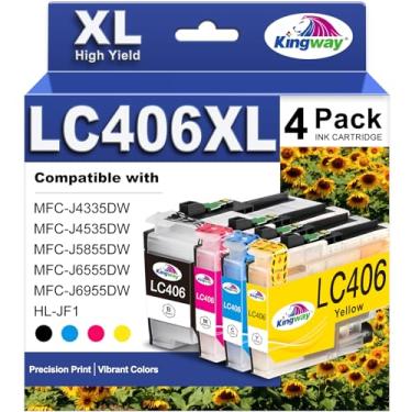 Imagem de KINGWAY LC406XL LC406 Cartuchos de tinta para substituição de impressora Brother LC406 para impressora MFC-J4335DW MFC-J4535DW MFC-J5855DW MFC-J5855DW MFC-J6555DW MFC-J6955DW MFC-J4345DW HL-JF1