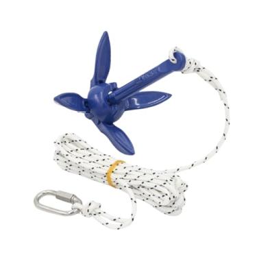 Imagem de Generic Âncora dobrável para barco com corda de 5 m, âncora tipo gancho para caiaque e barco inflável, leve, versátil, de alumínio e portátil.