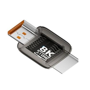 Imagem de cablecc Extensor adaptador de extensão UHD 8K 60hz HDMI macho para HDMI 2.1 macho transparente com luz LED inteligente compatível com HDTV