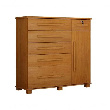 Imagem de Cômoda 046 6 Gavetas 1 Porta Com Sapateira 100% Mdf Valverde Moveis Cinamomo