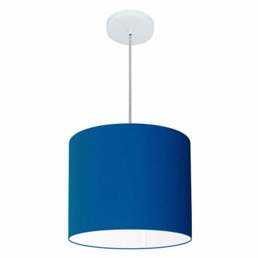 Imagem de Lustre Pendente Cilíndrico Free Lux Para Mesa De Jantar, Sala, Quarto, Churrasqueira E Balcão. Azul-marinho Tam: 30x25cm