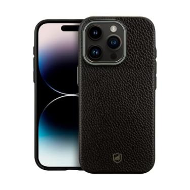 Imagem de Gshield Capa Case Tech com Textura em Couro e Interior Aveludado compatível com Magsafe (Preta, iPhone 14 Pro Max)