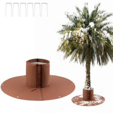 Imagem de AceOrbit Bolsa de proteção de inverno para palmeiras, raiz de palmeira, protetor térmico de cobertura de plantas com 6 âncoras de solo para plantas e árvores de até 33 cm de diâmetro, 3 camadas