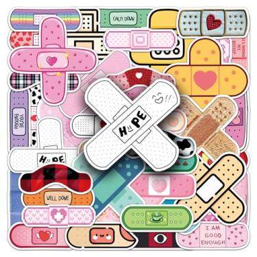 Imagem de Band Aid Stickers 50 Pcs Waterproof Cute Trendy Bandages Sticker for Water Bottle Laptop Skateboard Bumper Snowboard Car Luggage Motorcycle,Vinyl Cartoon Funny Sticker for Adults Boys Teens