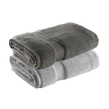 Imagem de Jogo de Toalhas Ele/Ela Super Soft Zero Twist Banhão 80x150cm 500g/m², 97% Algodão 3% Poliéster, Toque Macio, Alta Absorção e Design Sofisticado – Altihaus (Chumbo/Cinza)