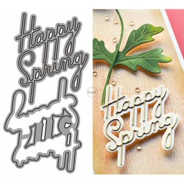 Imagem de DzIxY Vocabulário inglês Happy Spring moldes de corte de metal para fazer cartões, conjunto de recortes de papel, estêncil, suprimentos, modelos de máquina