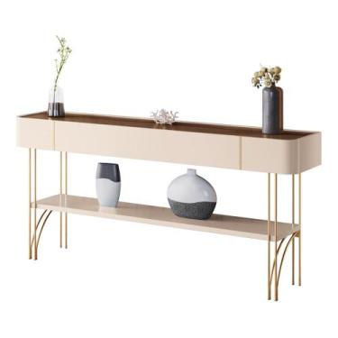 Imagem de Aparador Sala de Estar Pés de Aço Gianni H01 Off/Castanho - Mpozenato,