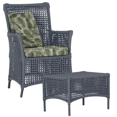 Imagem de Poltrona E Mesa Igapó Em Alumínio Preta Corda Náutica E5 Prata