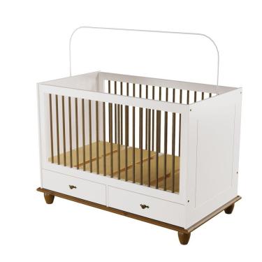 Imagem de Berço Vira-cama Retrô Off White-nogueira Com Gavetas