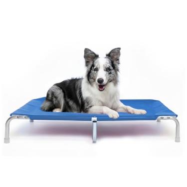Imagem de Cama Suspensa Elevada Pet para Cachorro Leve Resistente Aluminio 90x60cm Tamanho G Suporta Até 50kg - Dogets (Azul)