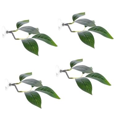 Imagem de IEUDNS Decoração de aquário em formato de folha para peixe betta, simulando habitat, com ventosa para reprodução, descanso e brincadeiras, 4 Pcs