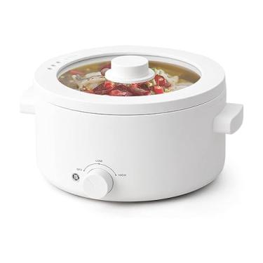 Imagem de Panela elétrica quente, fogão elétrico portátil Olayks 2L panela elétrica multifuncional para cozinhar macarrão, sopa, bife, fritar, bife, bife, ovos para dormitório familiar e escritório com controle de energia duplo, sobreaquecimento e proteção fervura, branco