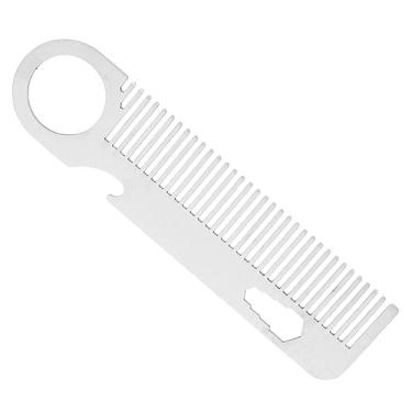 Imagem de Beaupretty Pente de bigode elegante para homens, pente de barba de aço inoxidável, escova de cabelo, dentes redondos lisos para cuidados pessoais e viagens