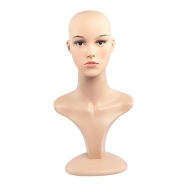 Imagem de harayaa Cabeça de manequim feminina realista, busto, com maquiagem para acessórios de beleza, boné para casa, Style B