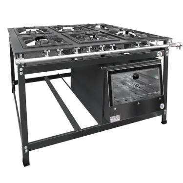 Imagem de Fogão Industrial 6 Bocas 3 Duplas Baixa Pressão MR Fogões com Forno P8 Luxo