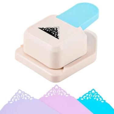 Imagem de Furador de canto com alavanca de artesanato com grande padrão de flor triangular, alavanca de ação para scrapbook, cortador de fotos de artesanato, perfurador de canto de padrão floral para artesanato