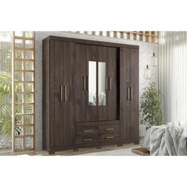 Imagem de Guarda Roupa Casal 8 Portas E 4 Gavetas C/ Espelho E Pés Nápoles ébano - Santos Andirá