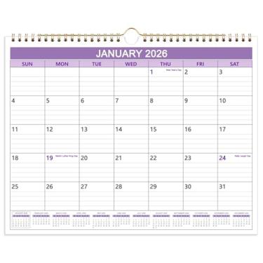 Imagem de Qzyoneei Calendário 2025-2026, calendário de parede de julho de 2025 a dezembro de 2026, calendário de 25 a 26 para facilitar o planejamento escolar/casa/escritório, 37 x 29 cm, roxo