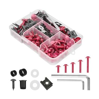 Imagem de Sandfren Kit de parafusos de carenagem de motocicleta, 177 peças M5 M6 parafusos de para-brisa de motocicleta de alumínio com chave inglesa, parafusos de arruela de prendedor de para-brisa, conjunto