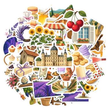 Imagem de 70 peças de adesivos de papelaria florais da Provença, comida da natureza do campo, faça você mesmo, materiais escolares naturais para guitarra, faça você mesmo, bicicleta, skate, laptop, bagagem