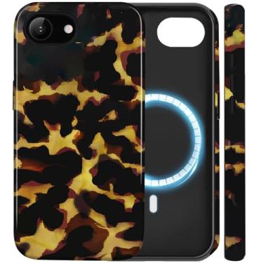 Imagem de Amzfield Capa magnética para iPhone 16e - Capa de tartaruga com estampa de leopardo, compatível com MagSafe, capa de telefone híbrida bonita estética resistente à prova de choque para mulheres e