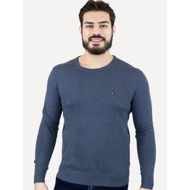 Imagem de Suéter Tommy Hilfiger Masculino Cwewneck Essential Cotton Azul Mescla Tamanho:EGG-Masculino