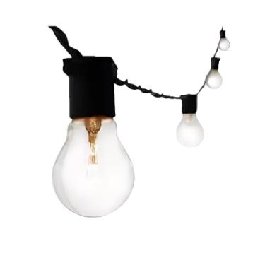 Imagem de Varal De Luzes Cordão 10 Metros Com Lâmpadas Inclusas varal de led Iluminação Decorativa para Jardim, Varanda e Festas(Preto,Leitosa 110v)